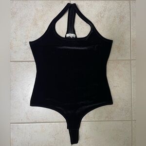 Madewell Black Velvet Halter Bodysuit